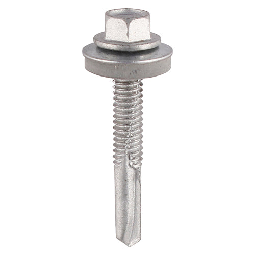 100 x TIMCO Self-Drilling Heavy Section Screws Exterior Silver with EPDM Washer - 5.5 x 32