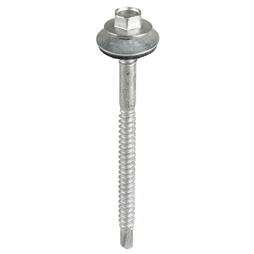 100 x TIMCO Self-Drilling Light Section Composite Panel Screws Exterior Silver with EPDM Washer - 5.5/6.3 x 115