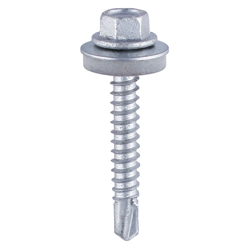 100 x TIMCO Self-Drilling Heavy Section Silver Screws with EPDM Washer - 5.5 x 80