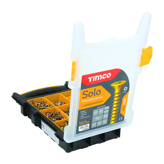 TIMCO Solo Countersunk Gold Woodscrews Mixed Tray - 1200pcs