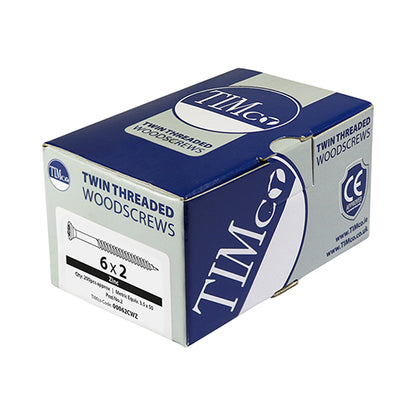 200 x TIMCO Twin-Threaded Countersunk Silver Woodscrews - 7 x 5/8