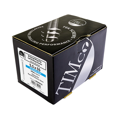 200 x TIMCO Self-Drilling Wing-Tip Steel to Timber Heavy Section A2 Stainless Steel Bi-Metal Screws  - 5.5 x 65