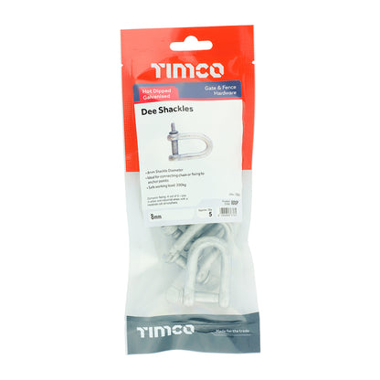 5 x TIMCO Dee Shackles Hot Dipped Galvanised - 8mm