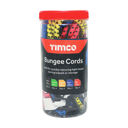 20 x TIMCO Bungee Cords with Laminated Hook Mixed Pack - 20pcs