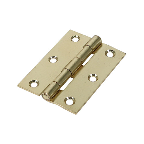 Pair of - TIMCO Butt Hinges Fixed Pin (1838) Steel Electro Brass - 63 x 44