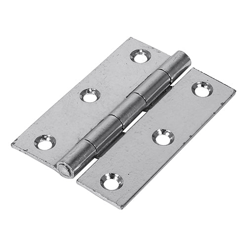 Pair of - TIMCO Butt Hinges Fixed Pin (1838) Steel Silver - 63 x 44