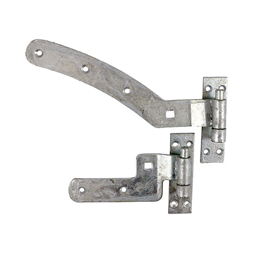 Pair of - TIMCO Curved Rail Hinge Set Left Hand Hot Dipped Galvanised - 300mm