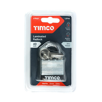 TIMCO Laminated Padlock - 40mm