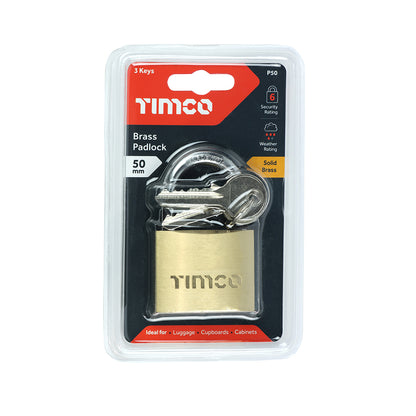 TIMCO Brass Padlock - 50mm