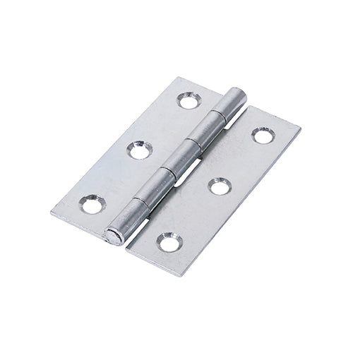 Pair of - TIMCO Uncranked Butt Hinges (5050) Steel Silver - 75 x 48