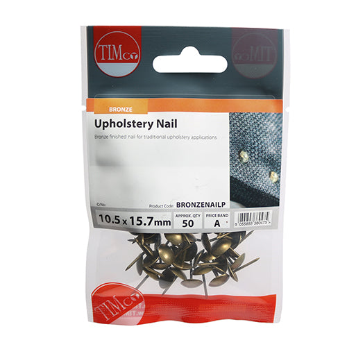 50 x TIMCO Upholstery Nails Bronze - 10.5 x 15.7