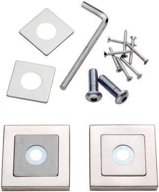 FACE FIX SQUARE ROSE TO SUIT PULL HANDLES - PAIR_x005F

 - BRIGHT STAINLESS STEEL/SATIN STAINLESS STEEL -