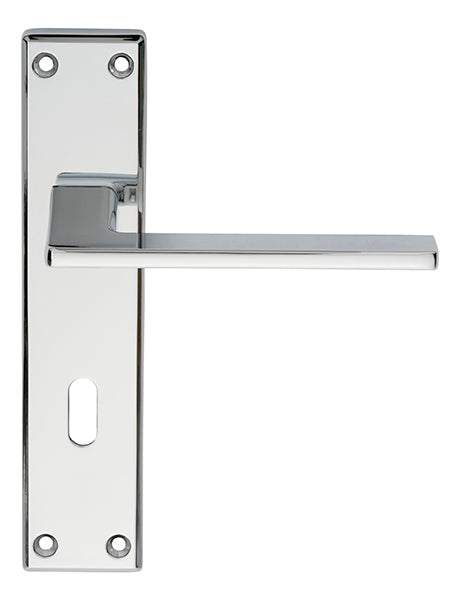 ZONE LEVER ON FACE-FIX BACKPLATE - LOCK 57MM - POLISHED CHROME - 180MM x 40MM