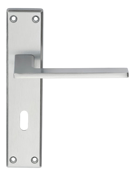 ZONE LEVER ON FACE-FIX BACKPLATE - LOCK 57MM - SATIN CHROME - 180MM x 40MM