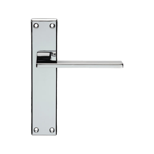 ZONE LEVER ON FACE-FIX BACKPLATE - LATCH - POLISHED CHROME - 180MM x 40MM