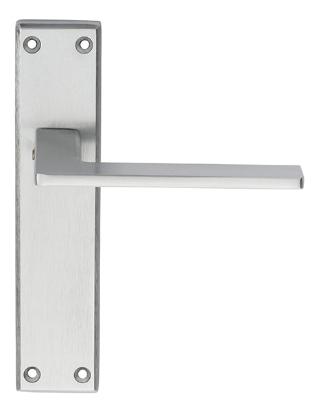 ZONE LEVER ON FACE-FIX BACKPLATE - LATCH - SATIN CHROME - 180MM x 40MM