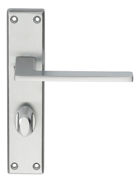 ZONE LEVER ON FACE-FIX BACKPLATE - BATHROOM 57MM - SATIN CHROME - 180MM x 40MM