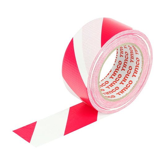 TIMCO Hazard Warning Cloth Tape Red and White - 33m x 50mm