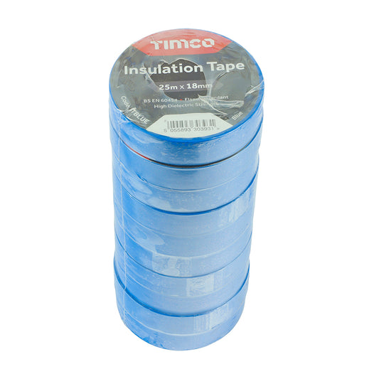 10 x TIMCO PVC Insulation Tape Blue - 25m x 18mm