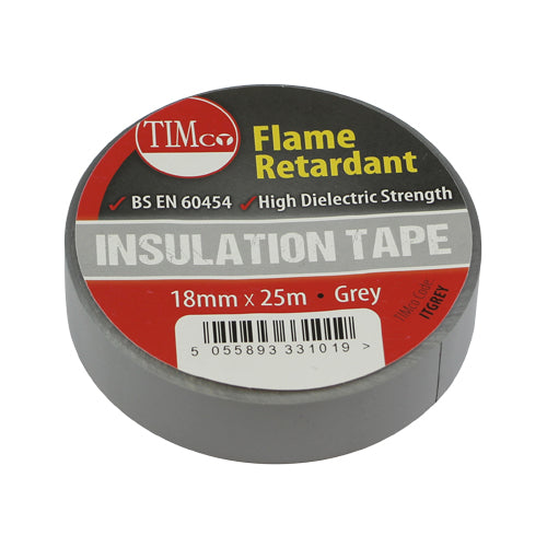 10 x TIMCO PVC Insulation Tape Grey - 25m x 18mm